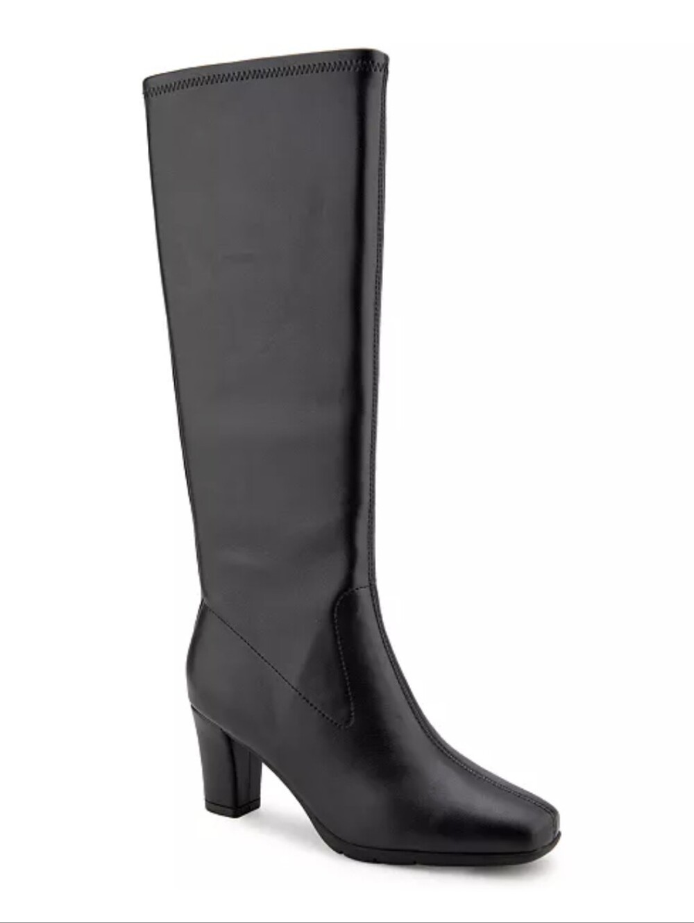 Aerosoles Clover Classic Women's Black Knee-High Heel Boots Sleek Zip Design 7.5